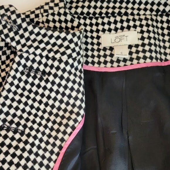 Ann Taylor Loft Hounds Tooth Tie Front Wool Blend Blazer Jacket Women's SZ 0 - Picture 12 of 15